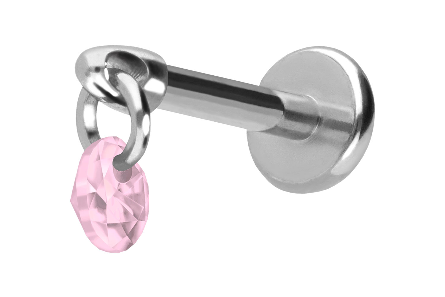 Titan Labret Piercing mit Push Fit RUNDER KRISTALL